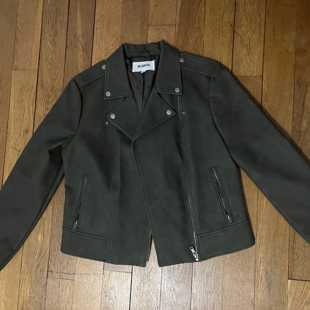 BB Dakota Olive Green Biker Jacket